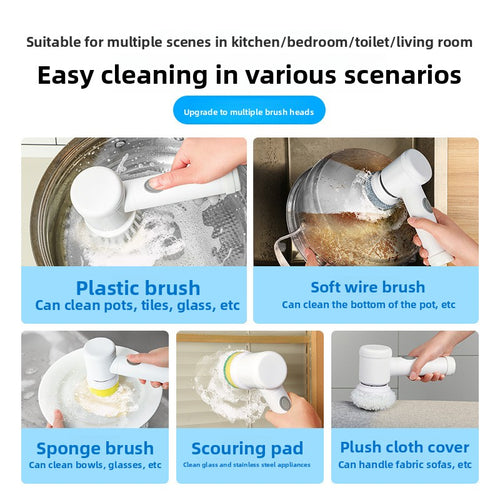 Portable electric cleaning brush for multiple surfaces